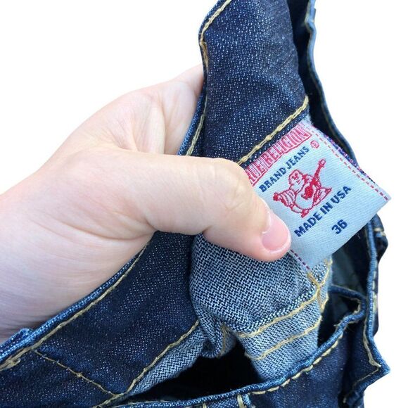 Vintage True Religion Jeans Size 36 RICKY BIG T RARE Brown Stitch - Picture 2 of 8